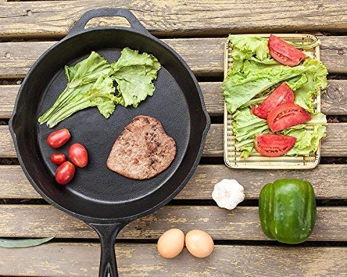 KICHLY Pre Seasoned Cast Iron Skillet/Frying Pan 12.5 Inch (31.75 cm) Black  - The Van Cook