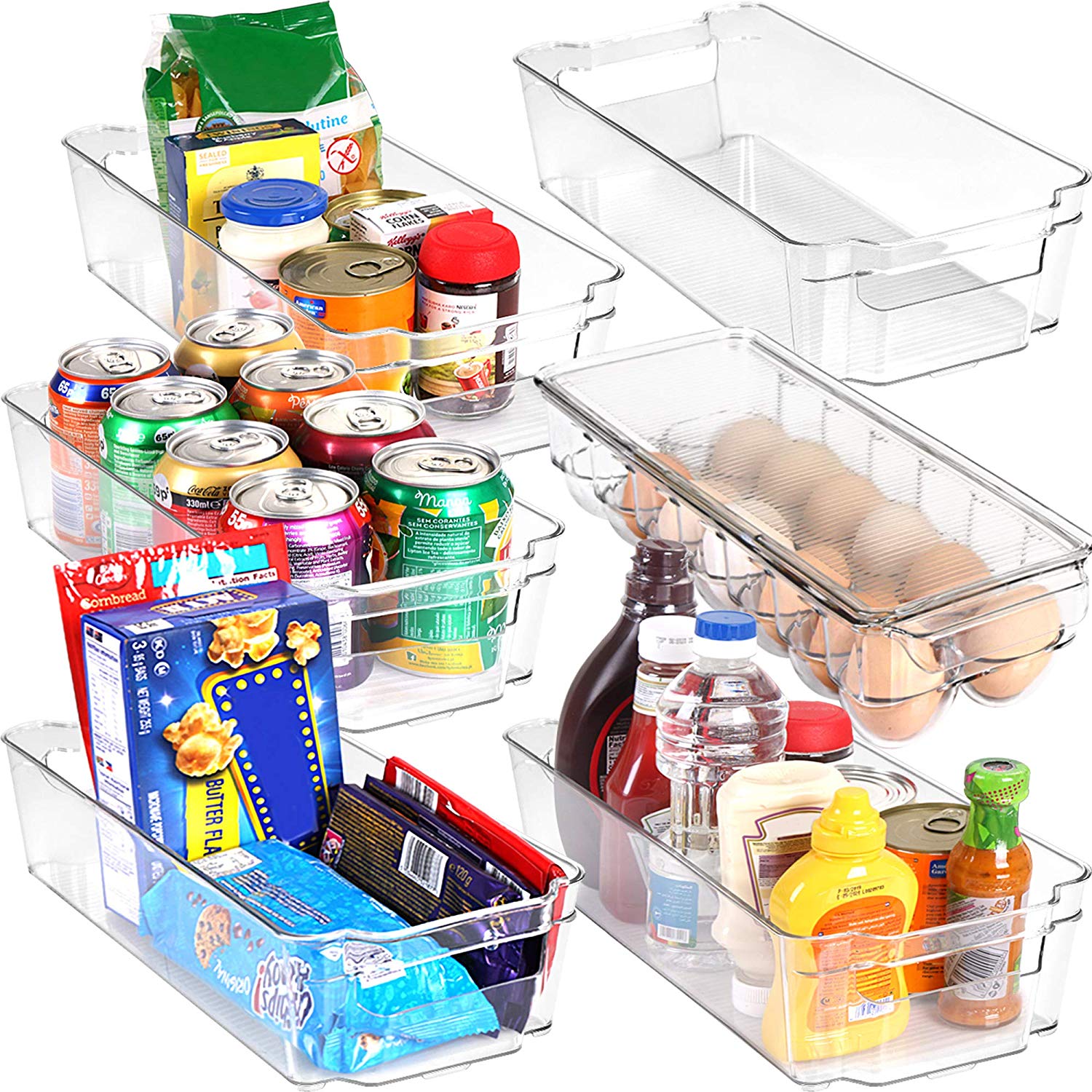 Set Of 6 Refrigerator Organizer Bins - Stackable Fridge Organizers for  Freezer, Kitchen, Countertops, Cabinets - Clear Plastic Pantry Storage Racks